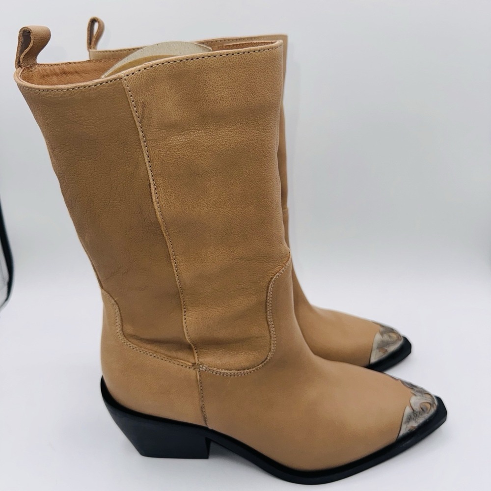 Free People Faster Horses Filigree Boot Women's Size 7.5 Camel Leather Cap Toe - Picture 7 of 16